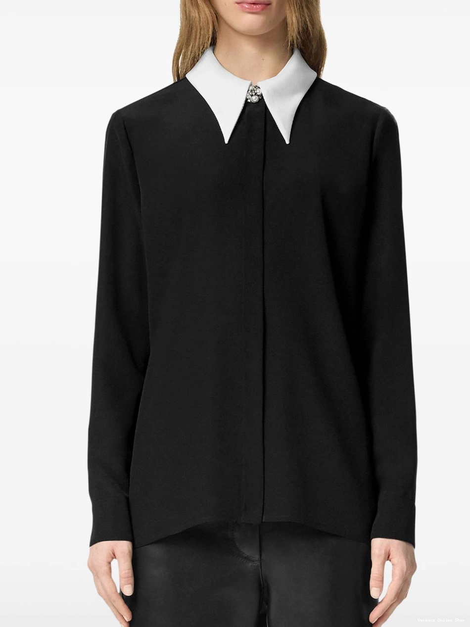 Cheap Versace contrast-collar shirt Women crepe silk 0427